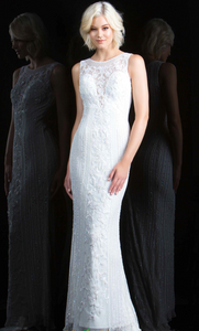 Vestido color ivory cuello ilusión - Laila's Dress