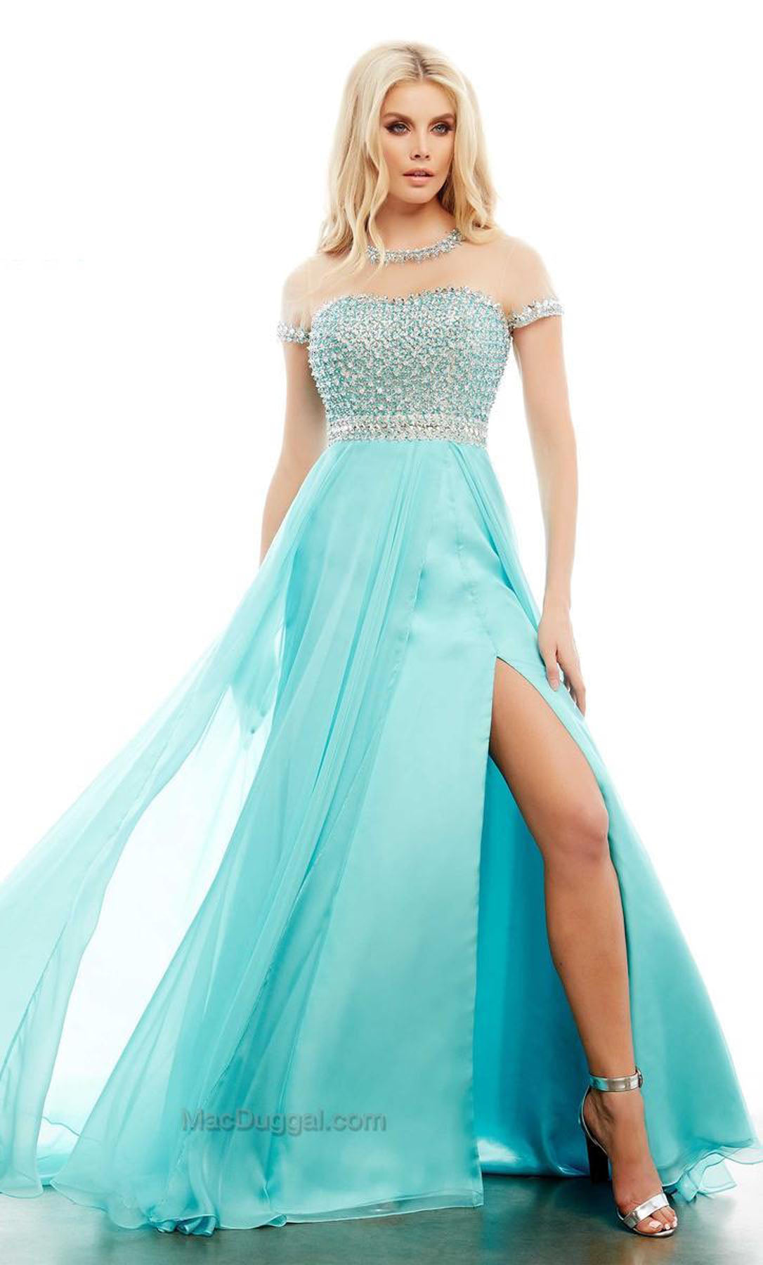 Vestido largo Azul cielo abertura en pierna – Laila's Dress