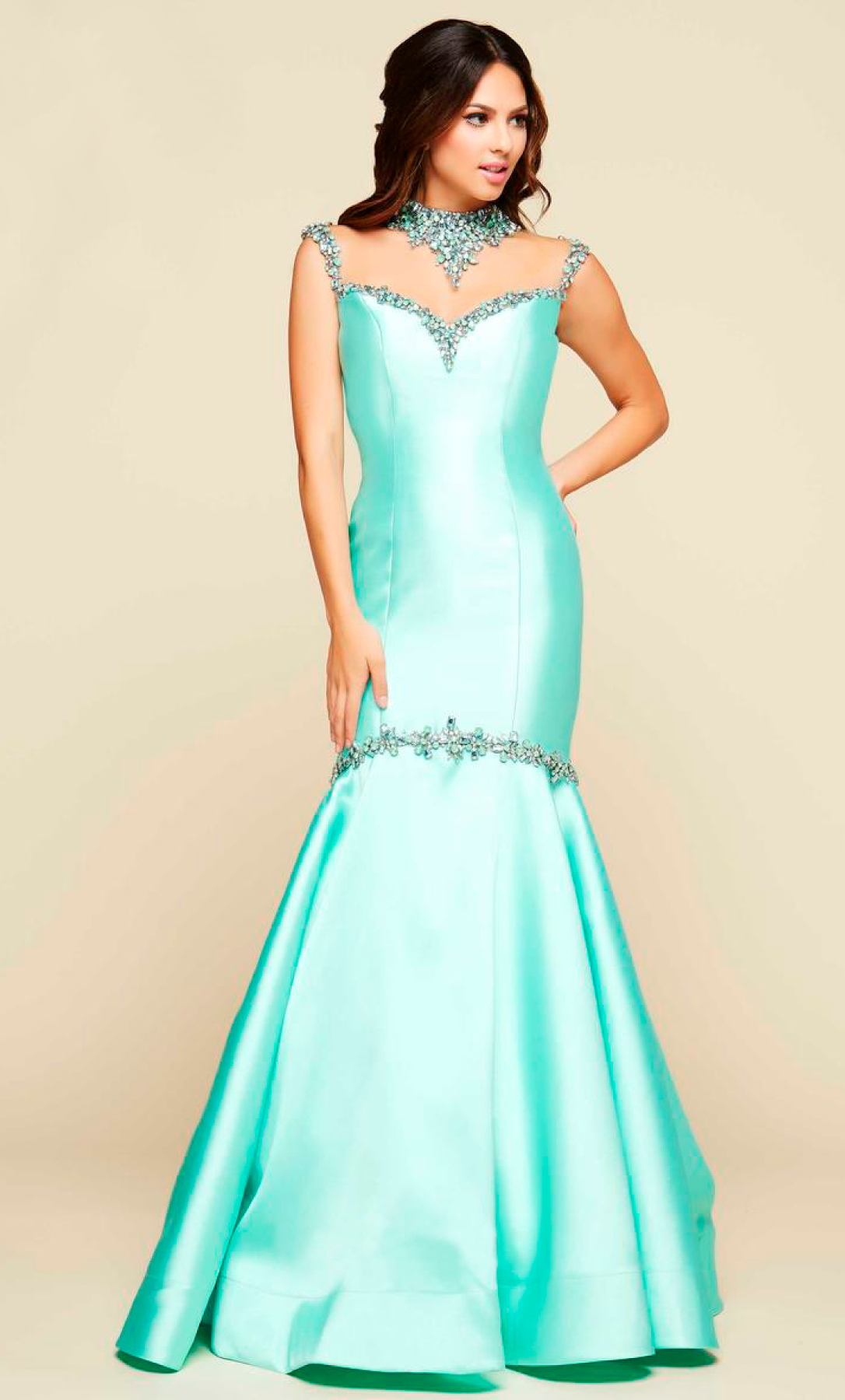 Vestido largo Aqua cuello alto sisado - Laila's Dress