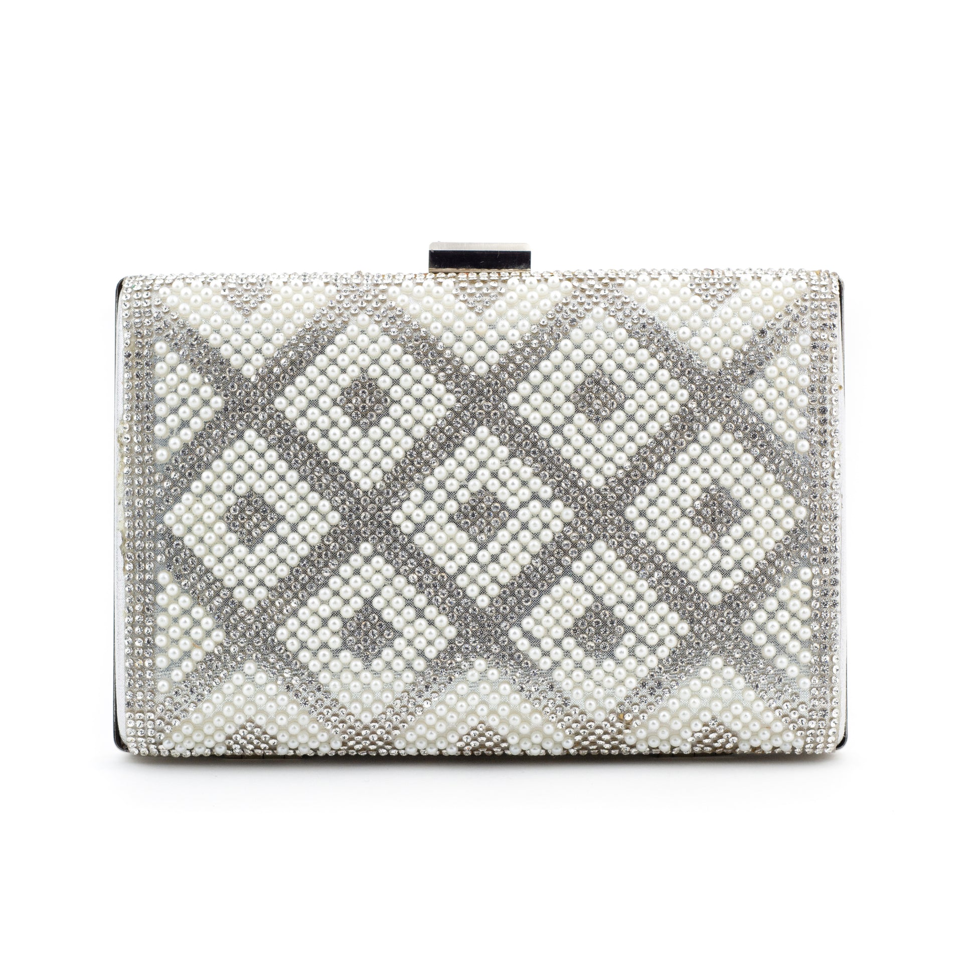 Bolsa de mano con pedrería y perlas diseño rombos - Laila's Dress