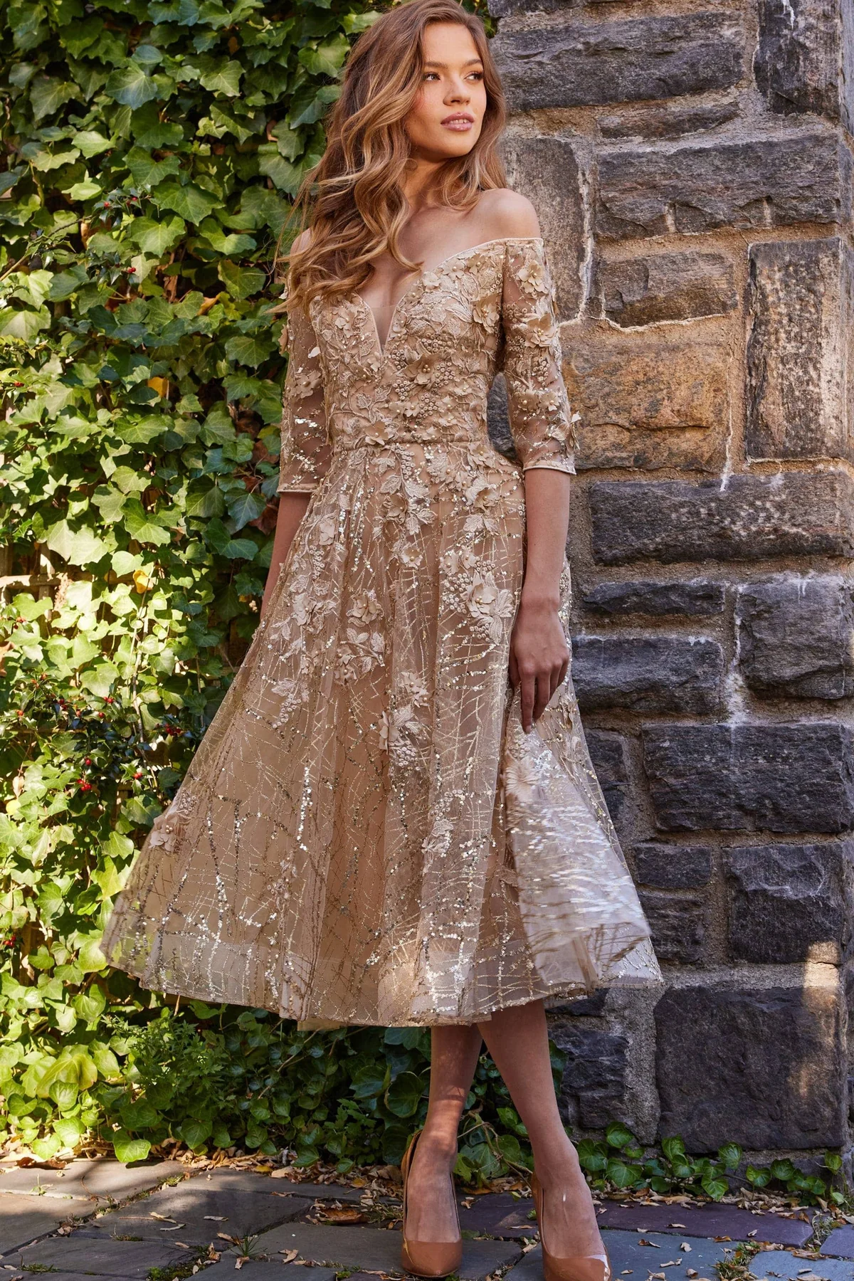 Vestido Champagne Jovani Modelo 06637A