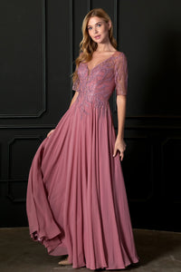 Vestido Largo Dusty Rose/Ice Blue Modelo TG21021