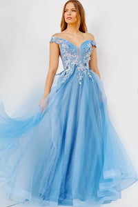 Vestido Largo Sky Blue Modelo JVN23698 Jovani