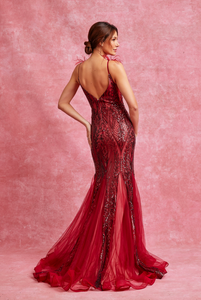 Vestido Largo Rojo Modelo MD20232