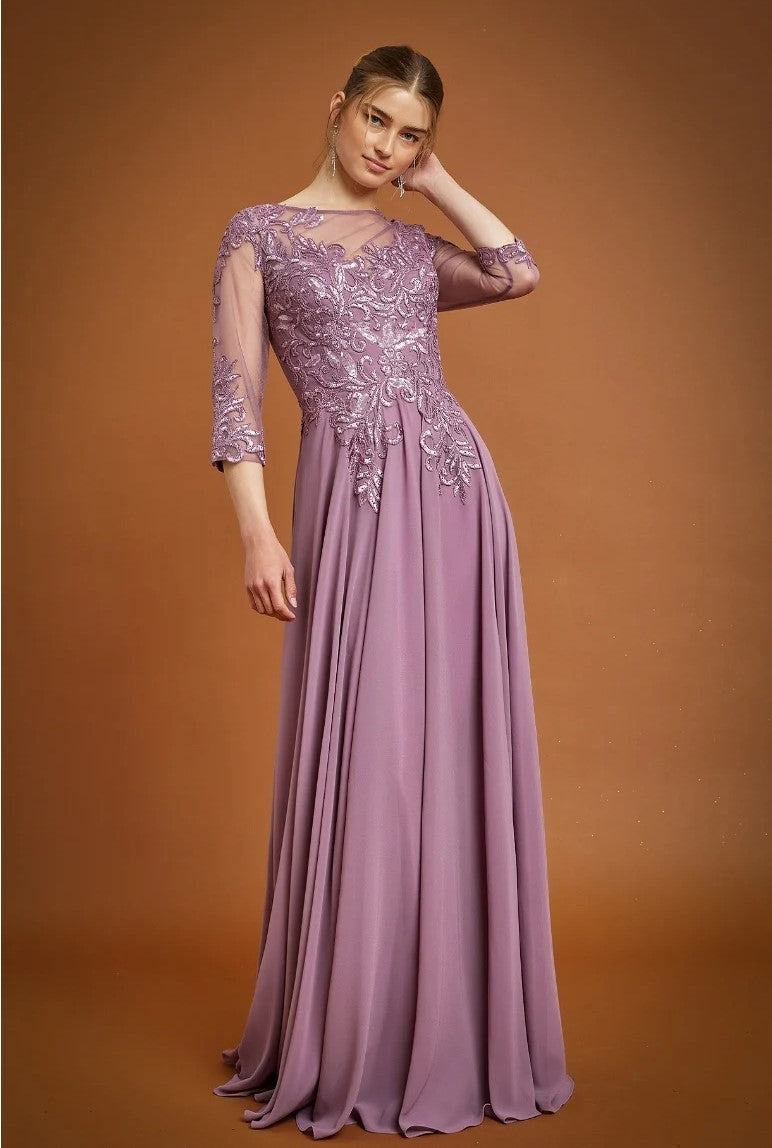Vestido Largo Dusty Purple Modelo MF7001