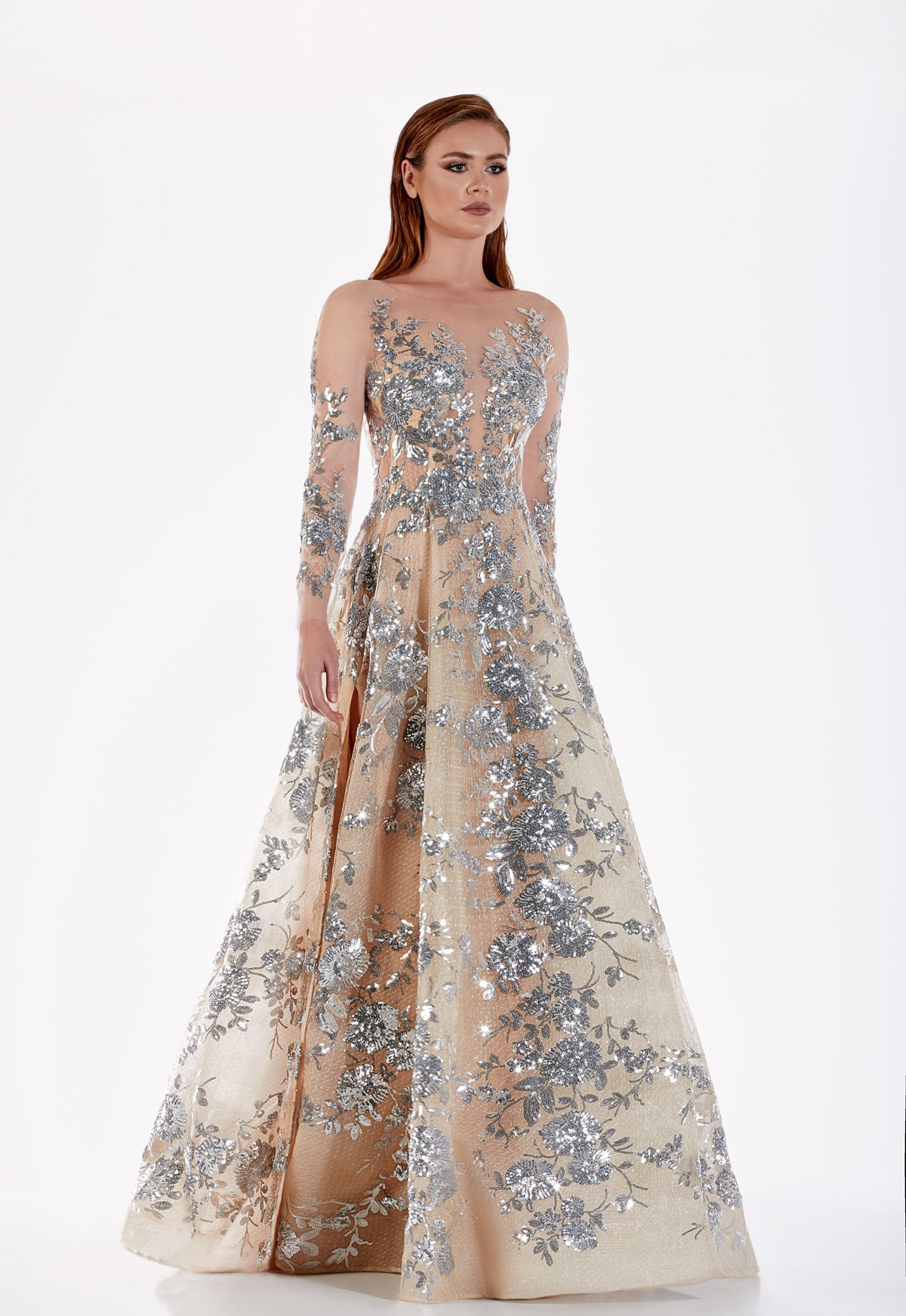 Vestido Largo Color Skin SIlver Azzure