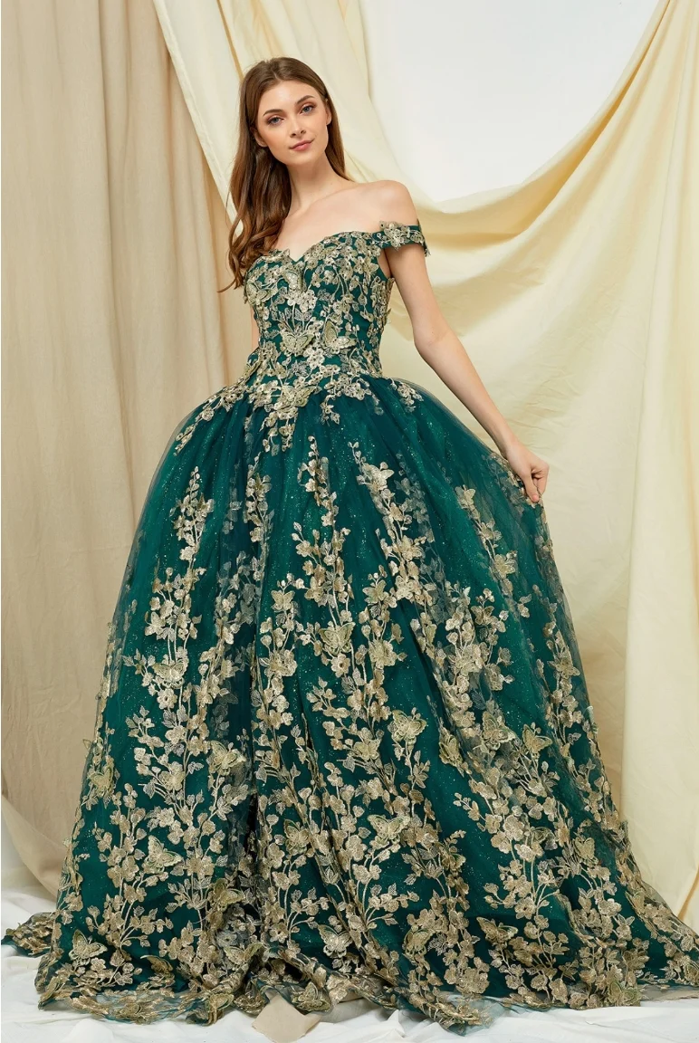 Vestido de XV Años Red/Hunter Green WF73977