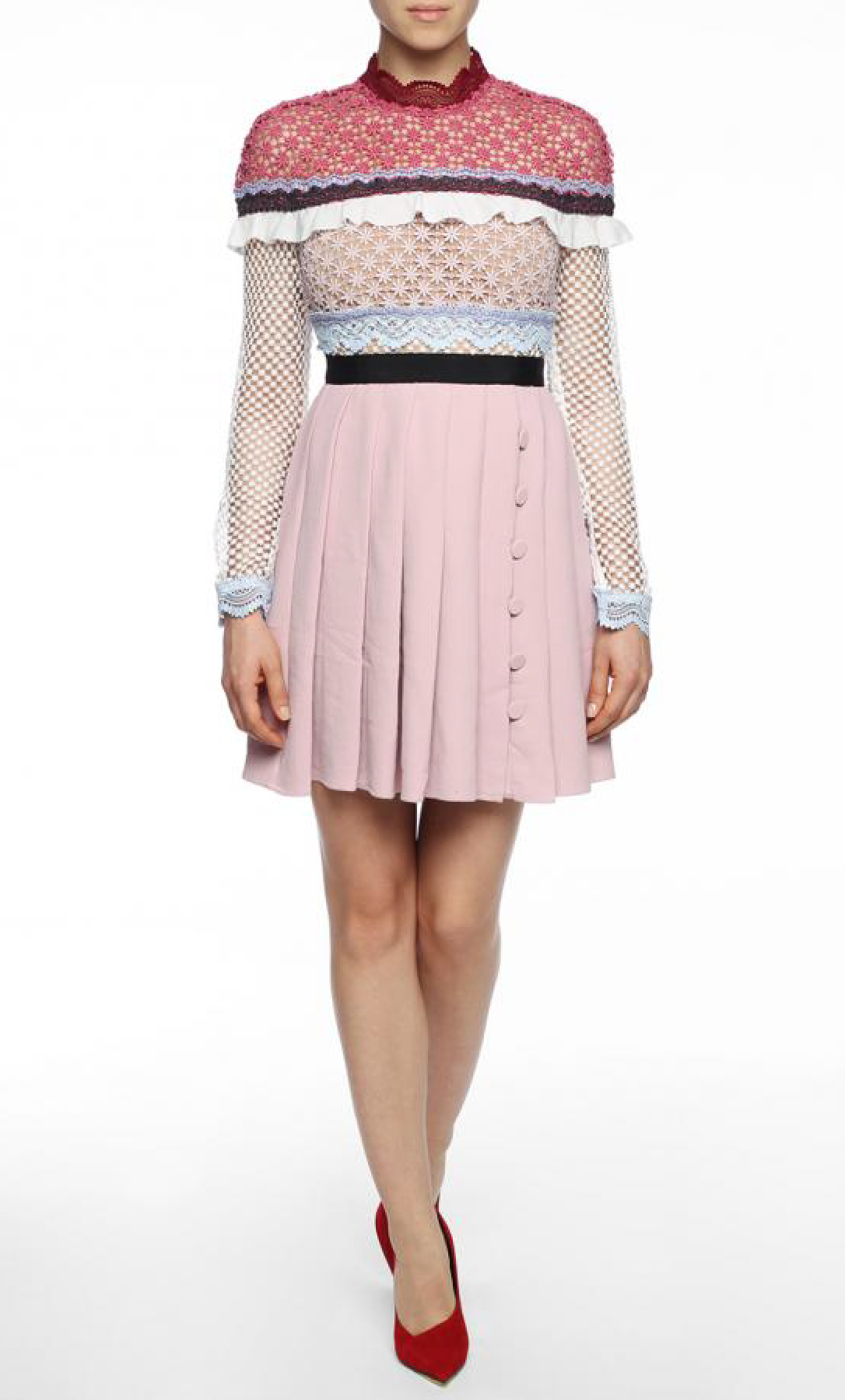 Vestido corto rosa con solapa - Laila's Dress