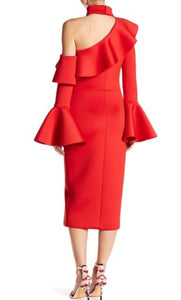 Vestido rojo corto con mangas - Laila's Dress