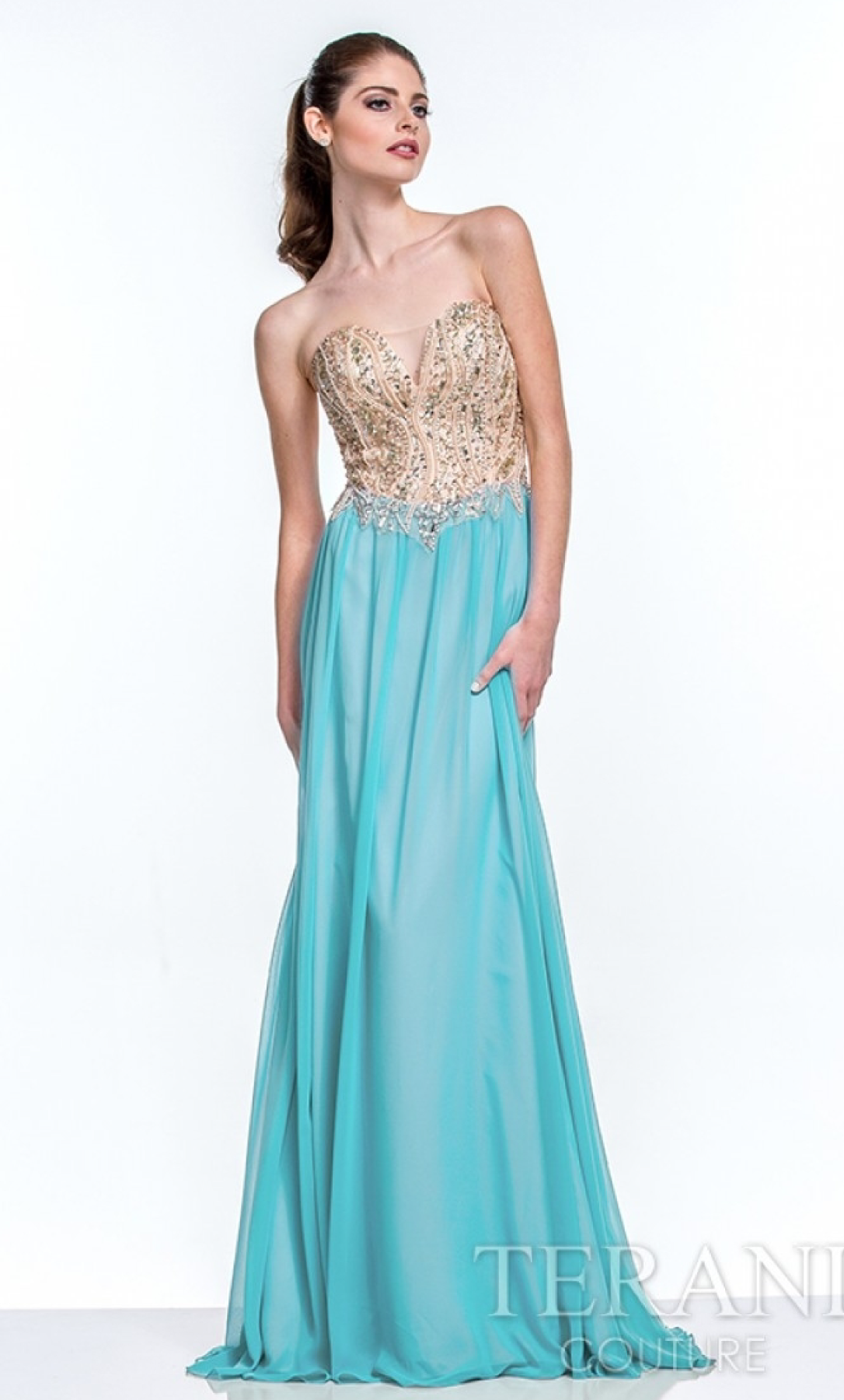 Vestido aqua con escote pronunciado - Laila's Dress