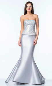 Vestido color plata Corte sirena - Laila's Dress