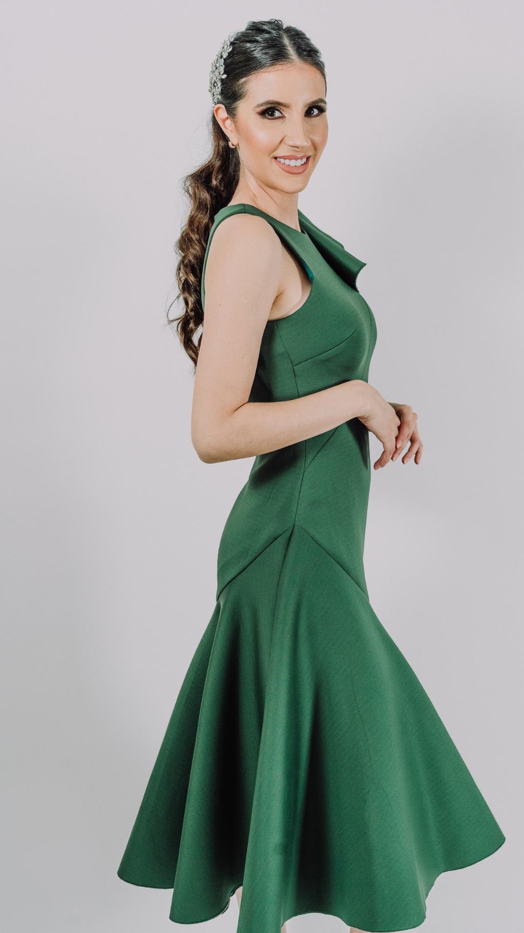 Vestido verde corte trompeta