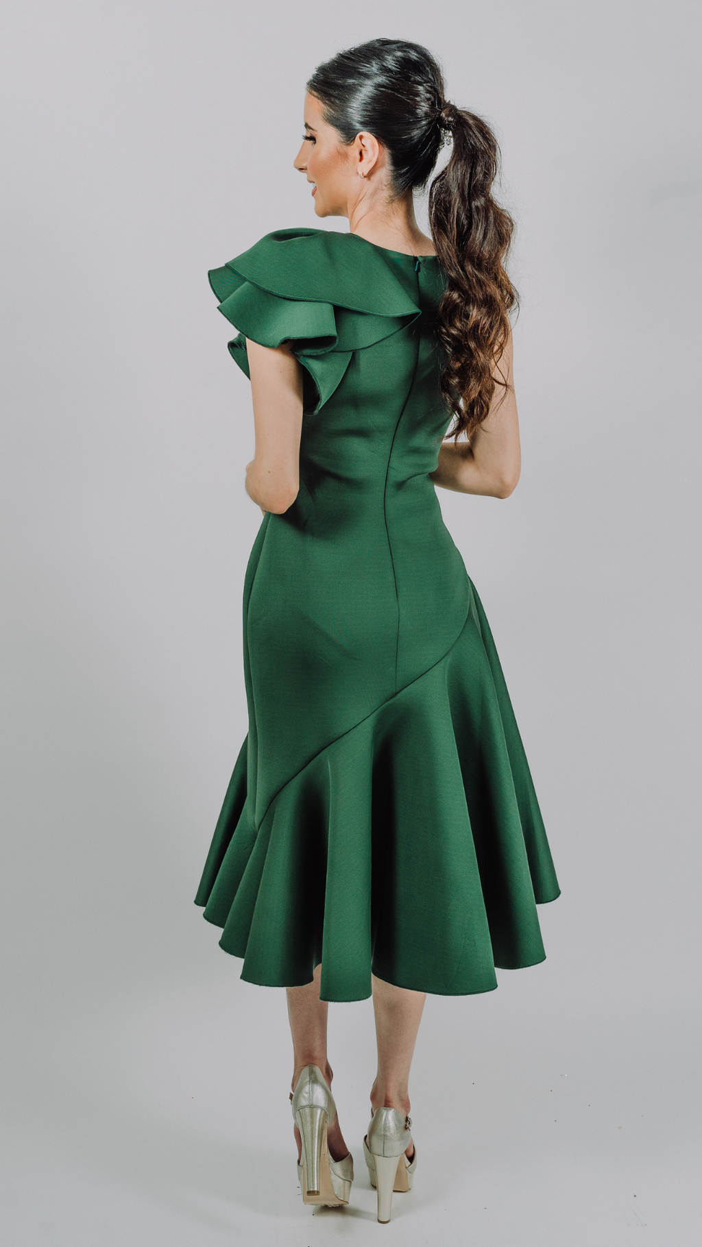 Vestido verde corte trompeta