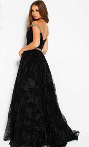 Vestido largo negro con aplicaciones brillantes - Laila's Dress