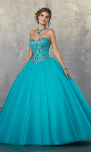 Vestido de XV strapless color aqua - Laila's Dress