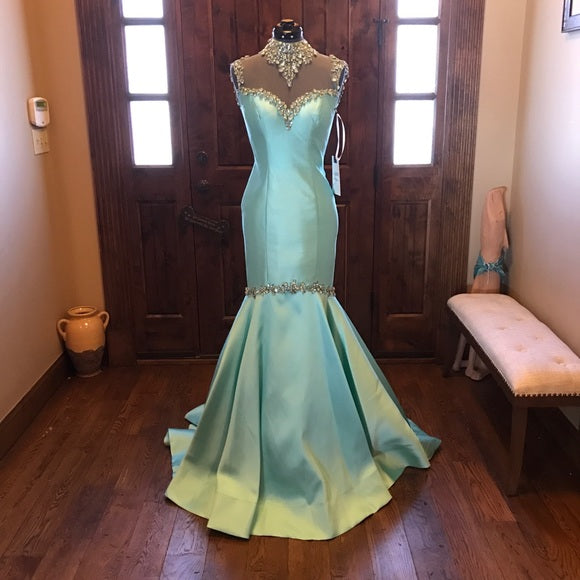 Vestido largo Aqua cuello alto sisado - Laila's Dress