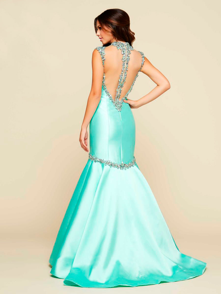 Vestido largo Aqua cuello alto sisado - Laila's Dress