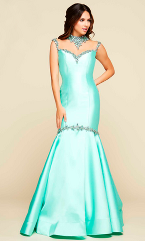 Vestido largo Aqua cuello alto sisado - Laila's Dress