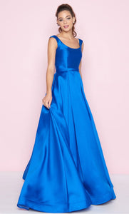 Vestido largo Azul cuello ojal - Laila's Dress