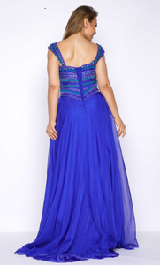 Vestido largo azul rey plus size - Laila's Dress