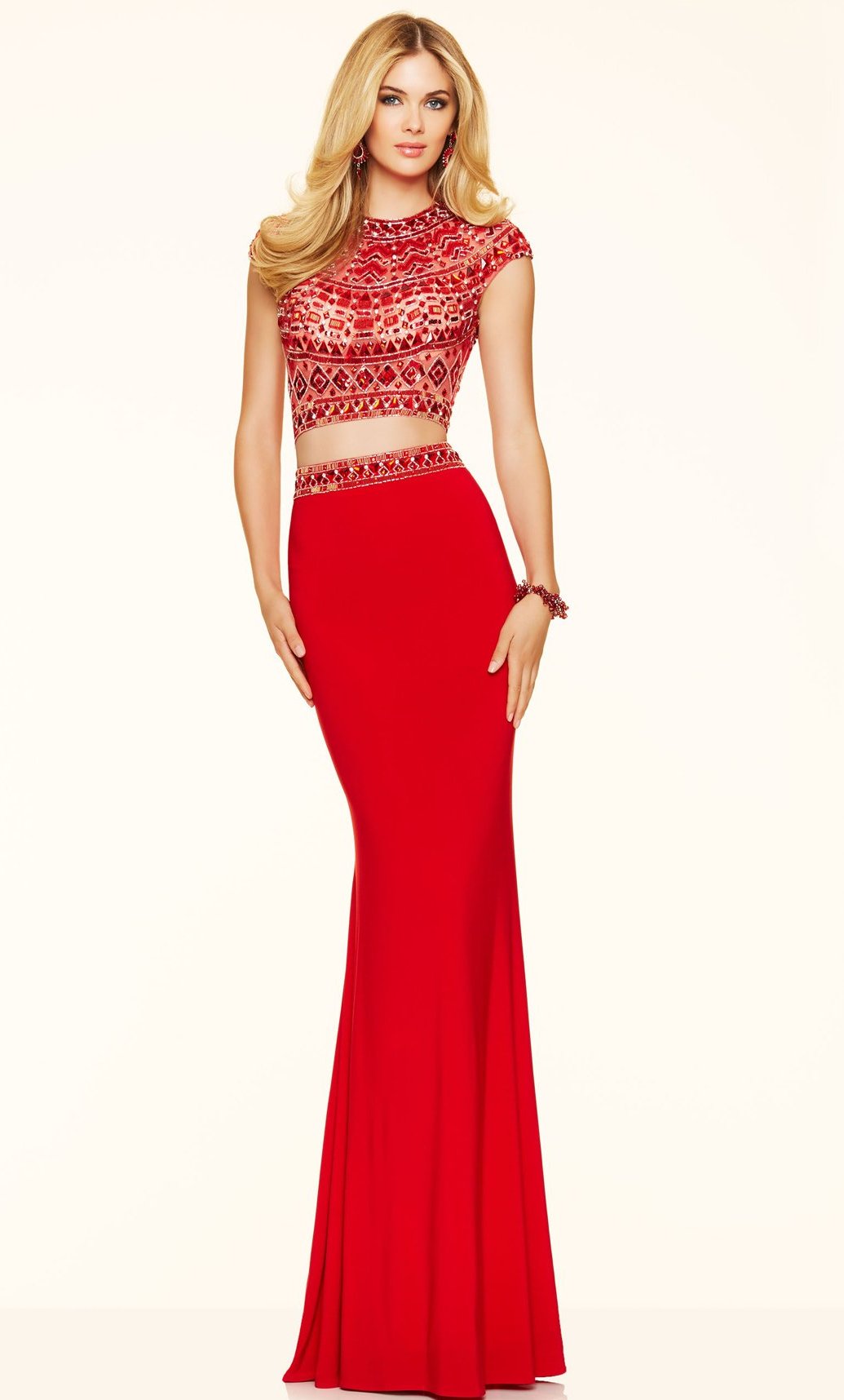 Vestido largo rojo con crop top - Laila's Dress