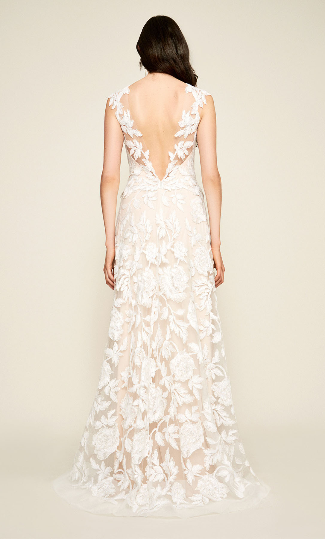 Vestido de novia de encaje bordado cuello V - Laila's Dress