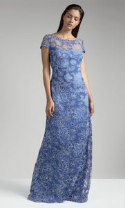 Vestido largo azul marino con flores - Laila's Dress
