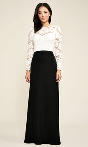 Vestido largo blanco y negro Tadashi Shoji - Laila's Dress