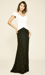 Vestido largo combinado ivory y negro - Laila's Dress