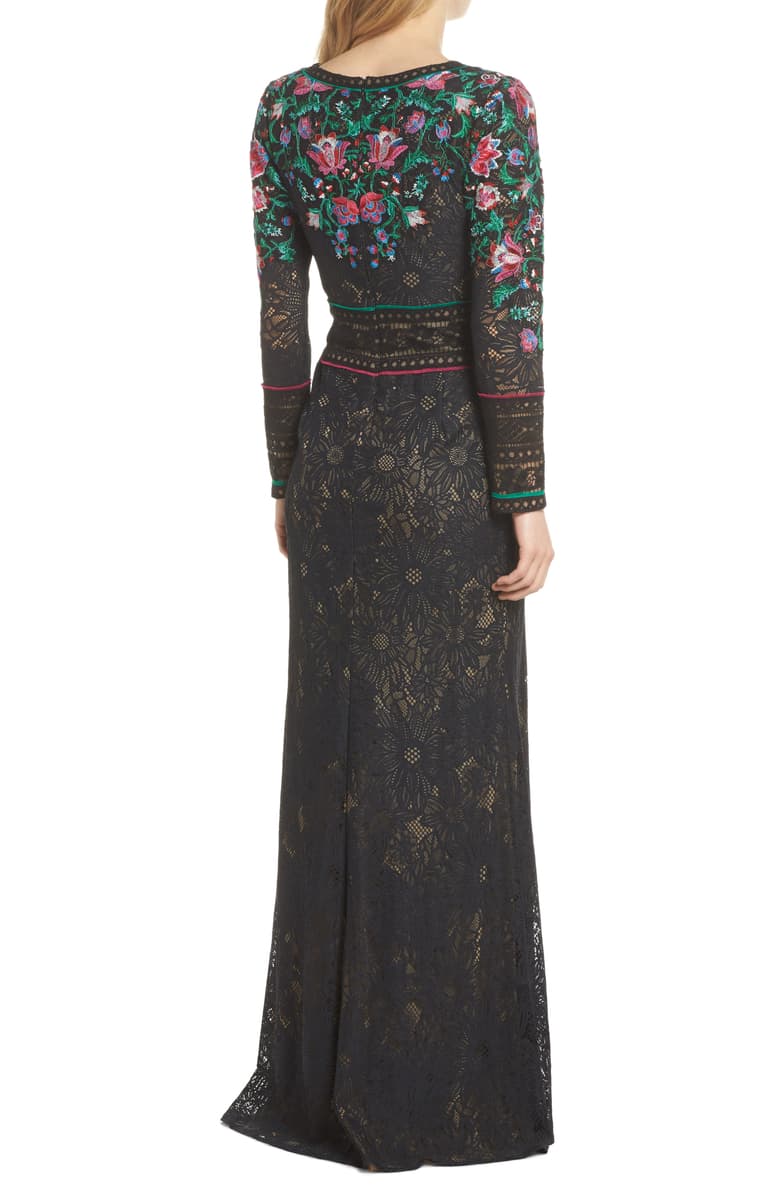 Vestido negro con bordado floral multicolor - Laila's Dress