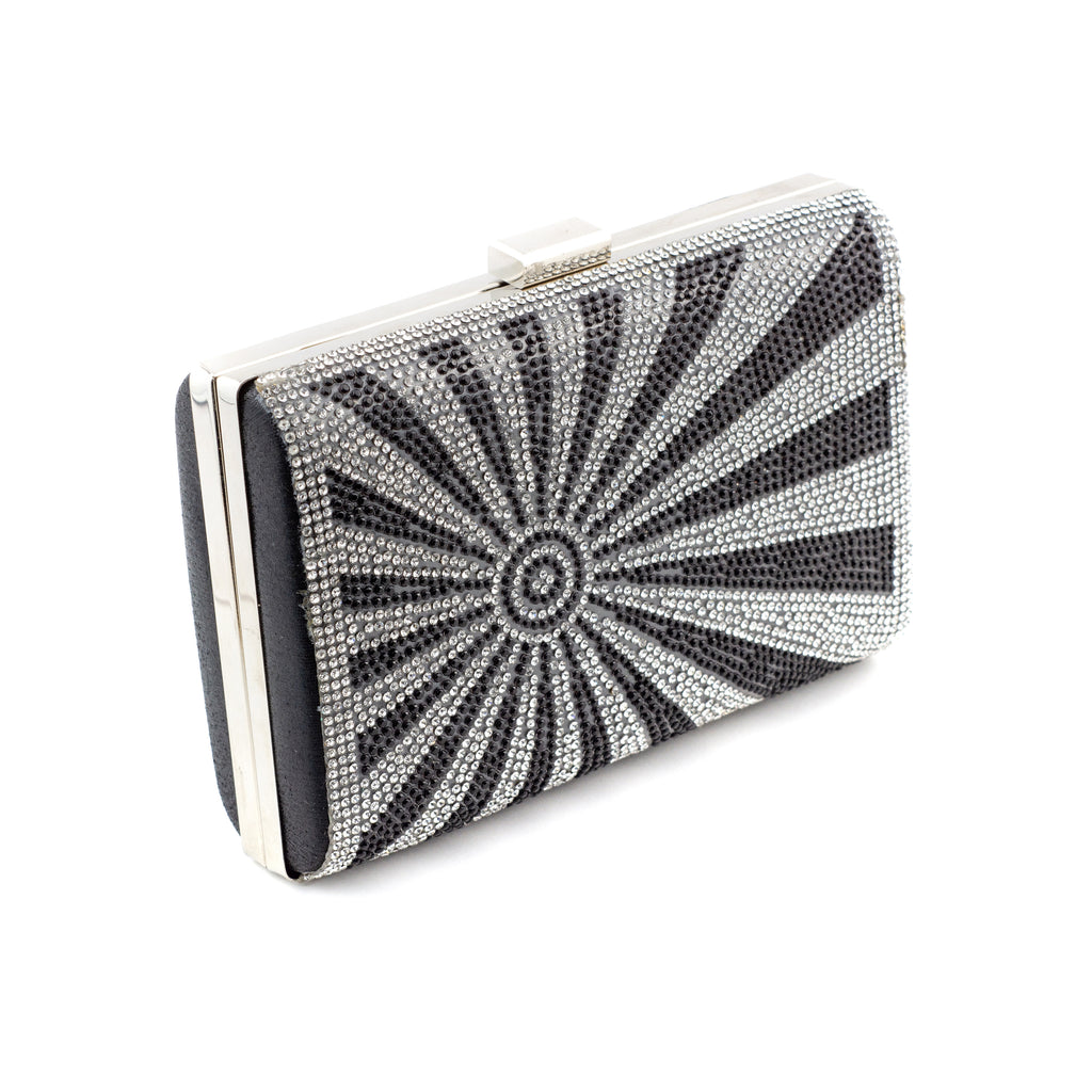Bolso de mano con pedrería negro y plata - Laila's Dress