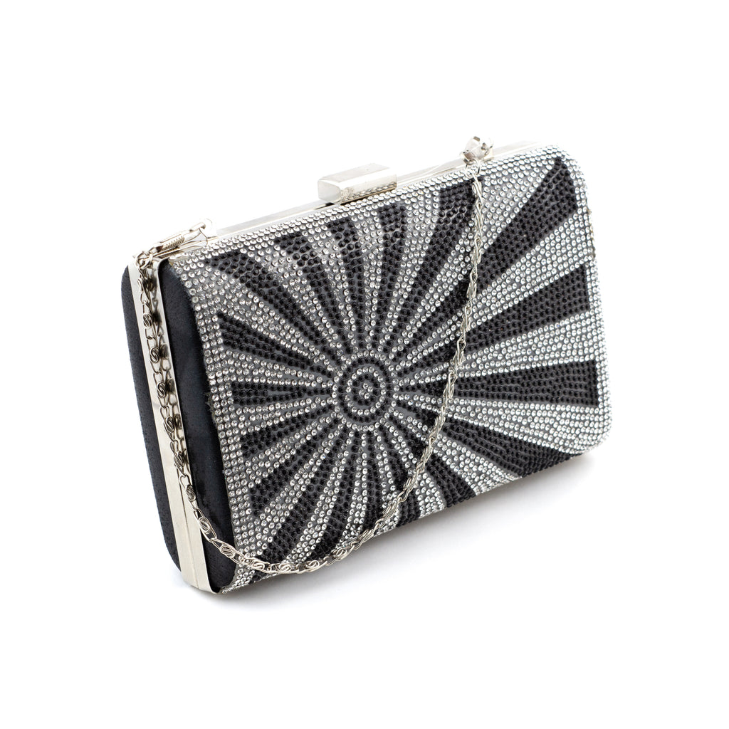 Bolso de mano con pedrería negro y plata - Laila's Dress
