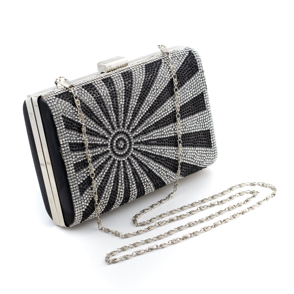 Bolso de mano con pedrería negro y plata - Laila's Dress