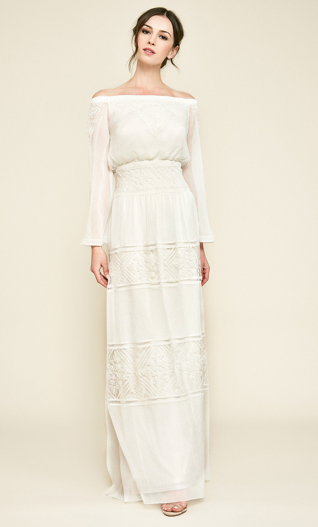 Vestido largo de gasa color ivory - Laila's Dress