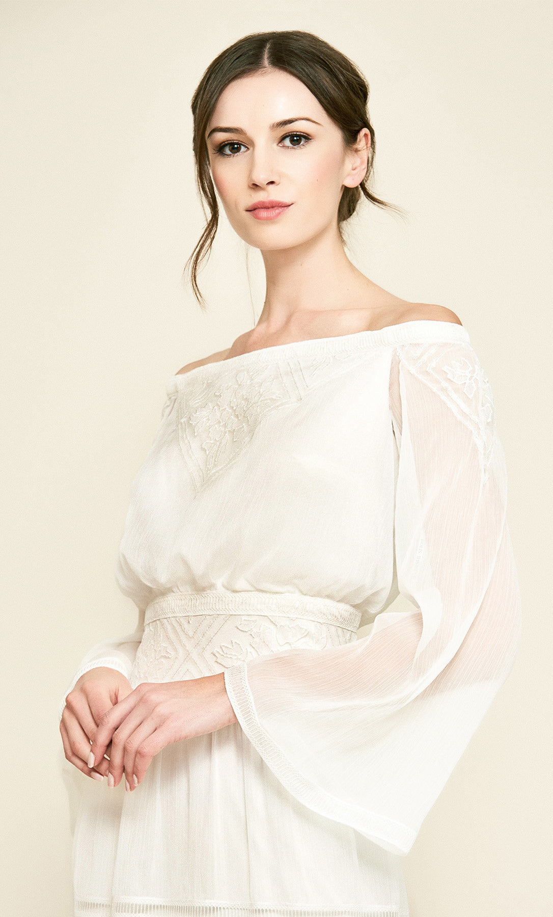Vestido largo de gasa color ivory - Laila's Dress