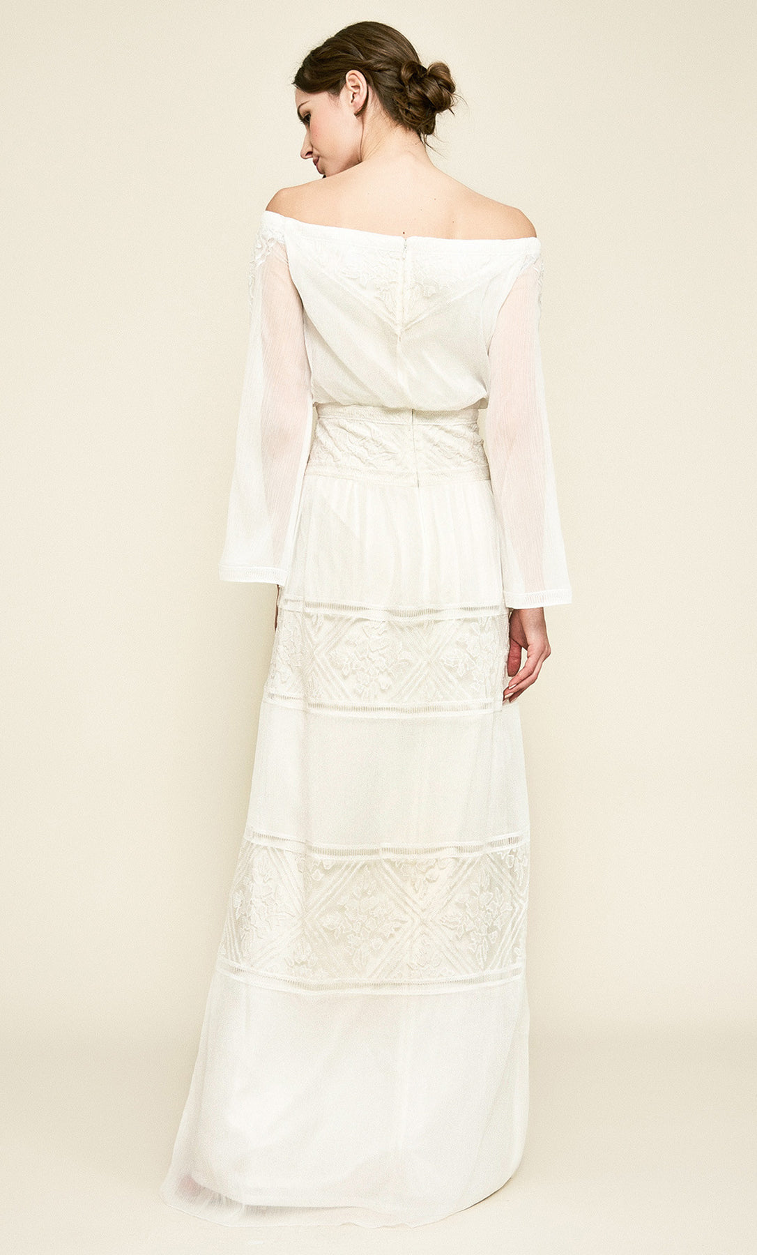Vestido largo de gasa color ivory - Laila's Dress