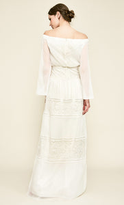 Vestido largo de gasa color ivory - Laila's Dress