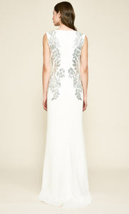 Vestido largo color ivory con lentejuelas plateadas - Laila's Dress