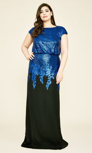 Vestido de lentejuelas azul rey con negro talla extra grande - Laila's Dress