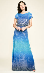Vestido largo degradado azul con lentejuelas - Laila's Dress