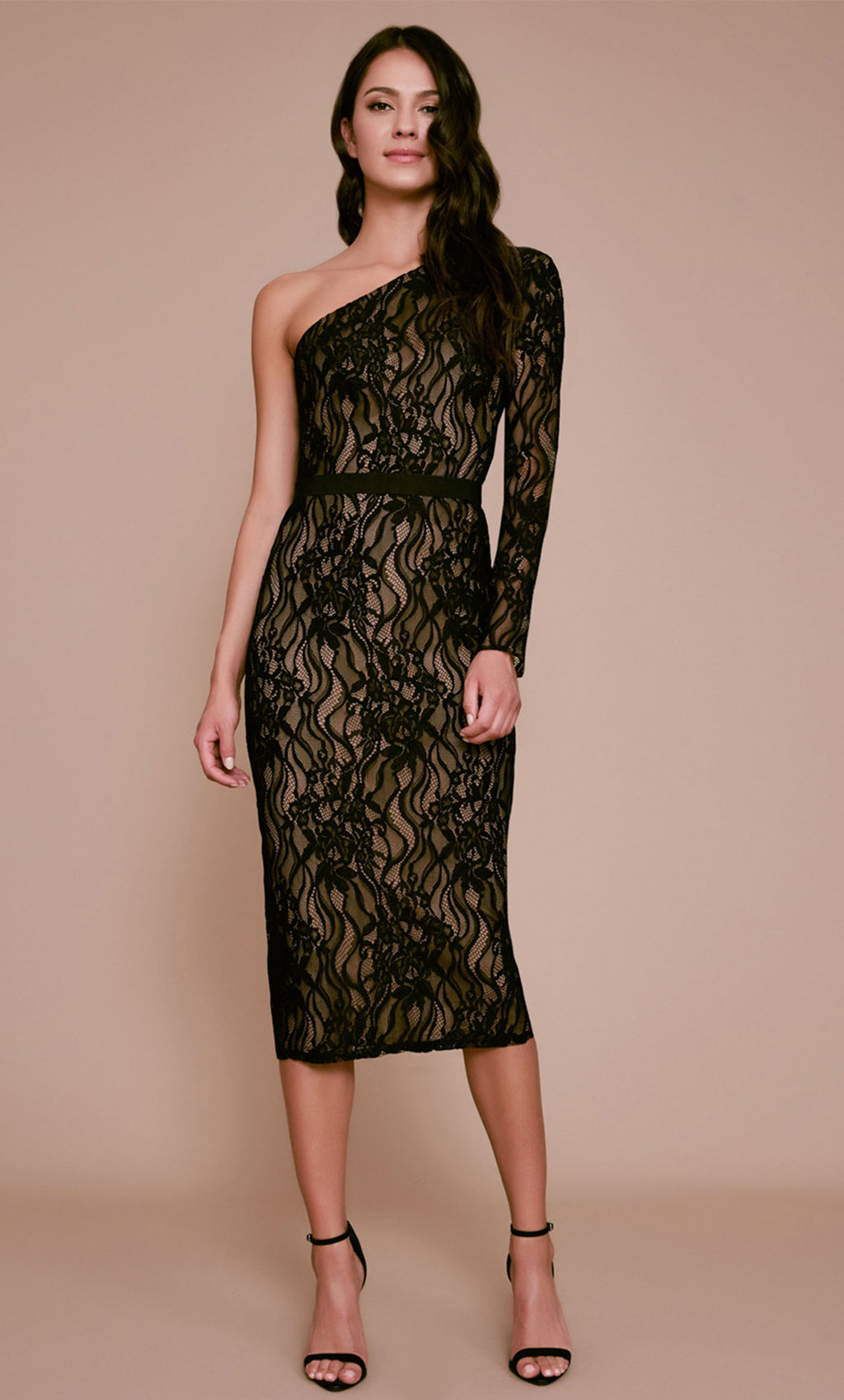 Vestido corto de encaje negro de un hombro - Laila's Dress