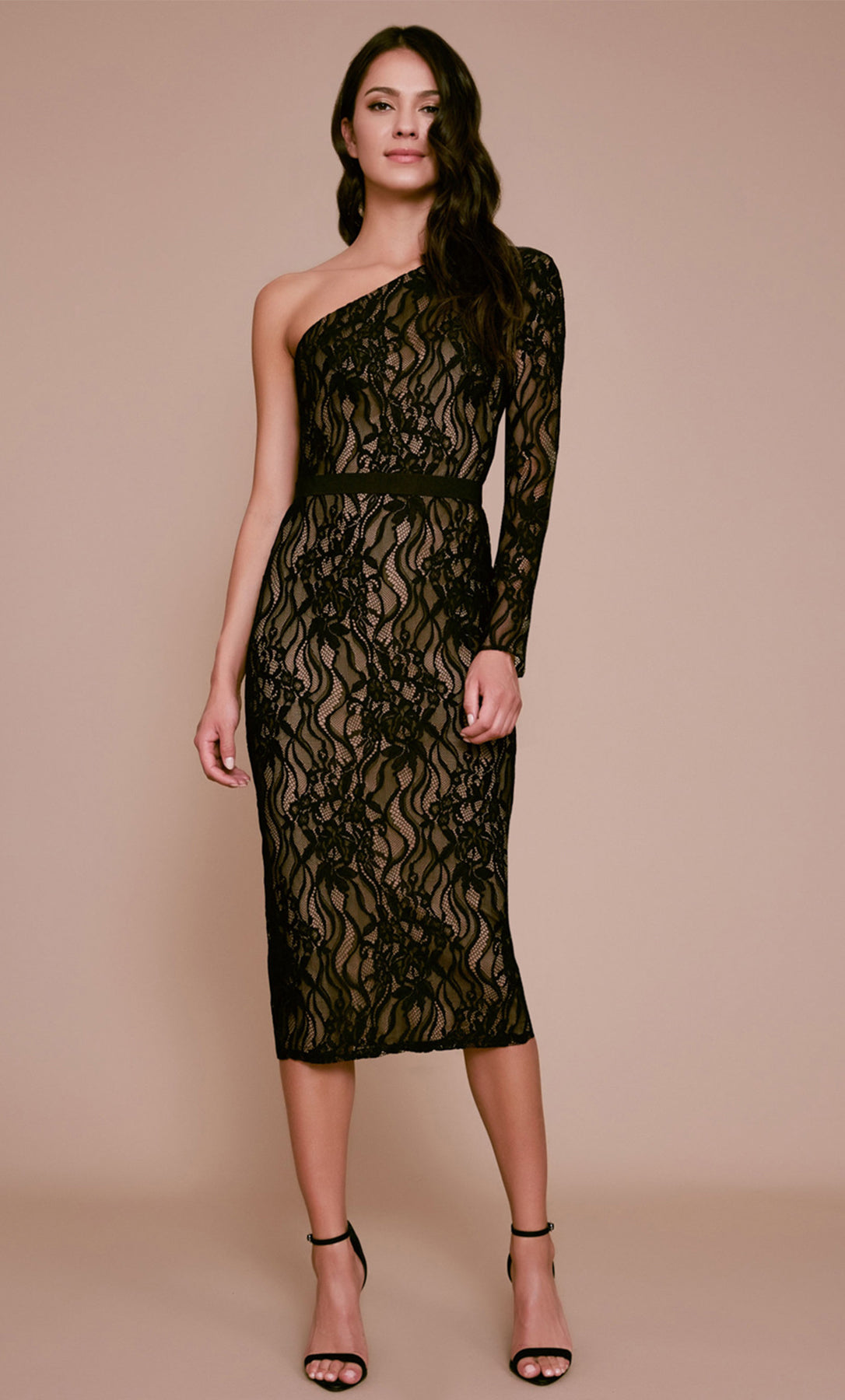 Vestido corto de encaje negro de un hombro - Laila's Dress