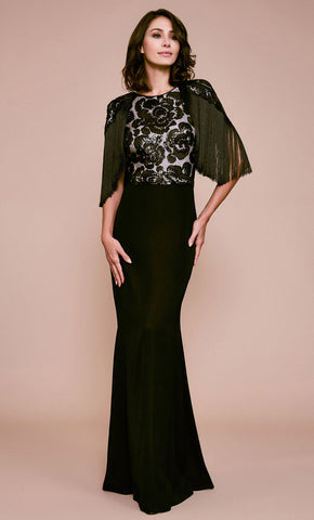Vestido largo color negro con flecos - Laila's Dress