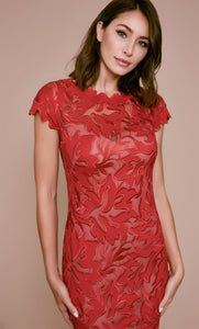 Vestido corto de tul con diseño floral rojo - Laila's Dress