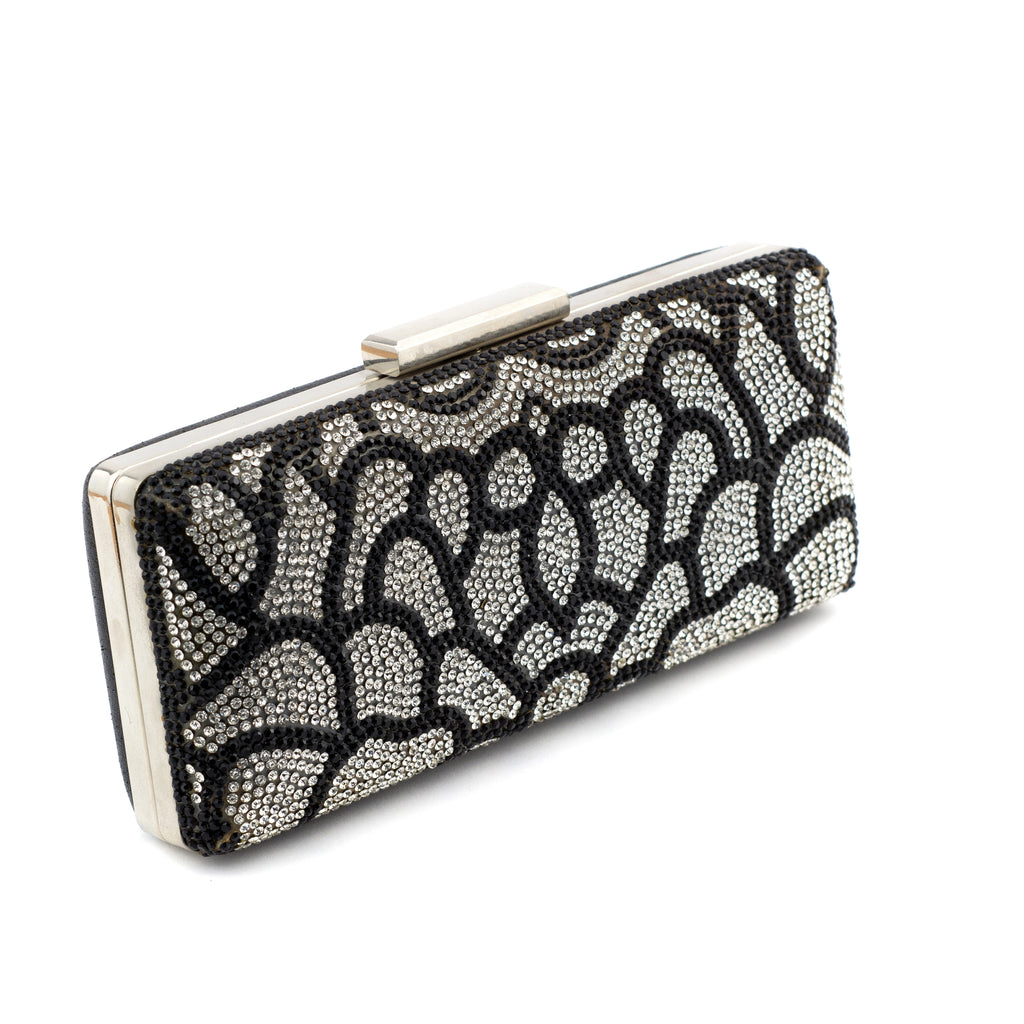 Bolsa de mano con diseño de pedrería negro y plateado - Laila's Dress