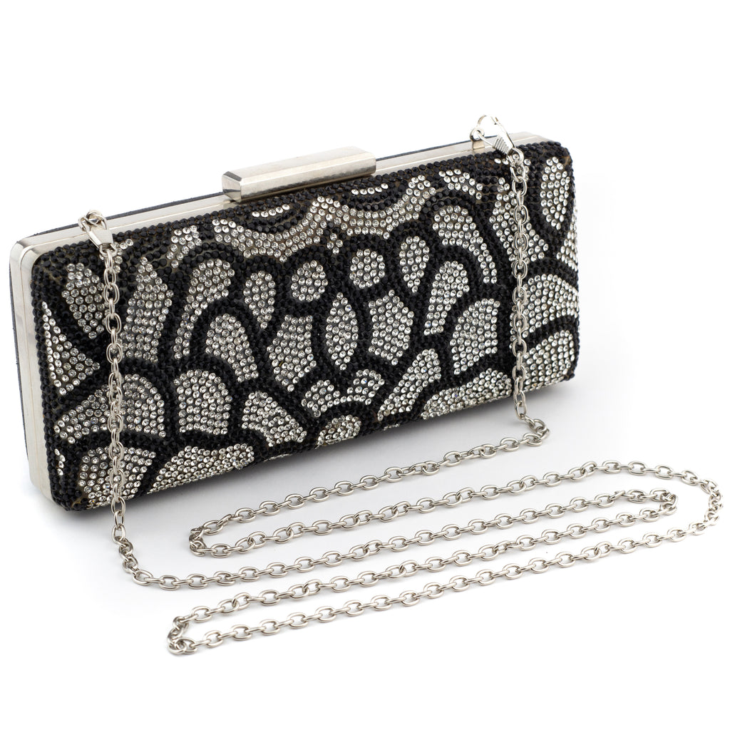 Bolsa de mano con diseño de pedrería negro y plateado - Laila's Dress