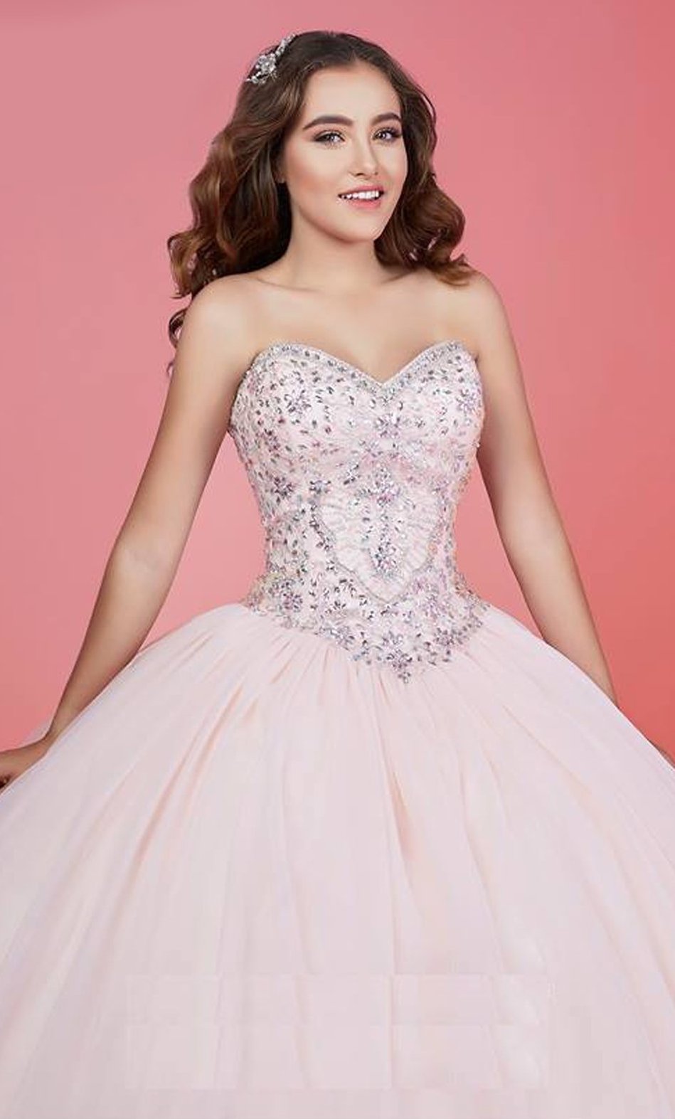 vestido largo estilo princesa bordado pedrería rosa nude · Ref.: Vestido  princesa CK rosa nude