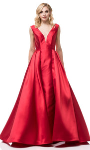 Vestido rojo largo escotado - Laila's Dress