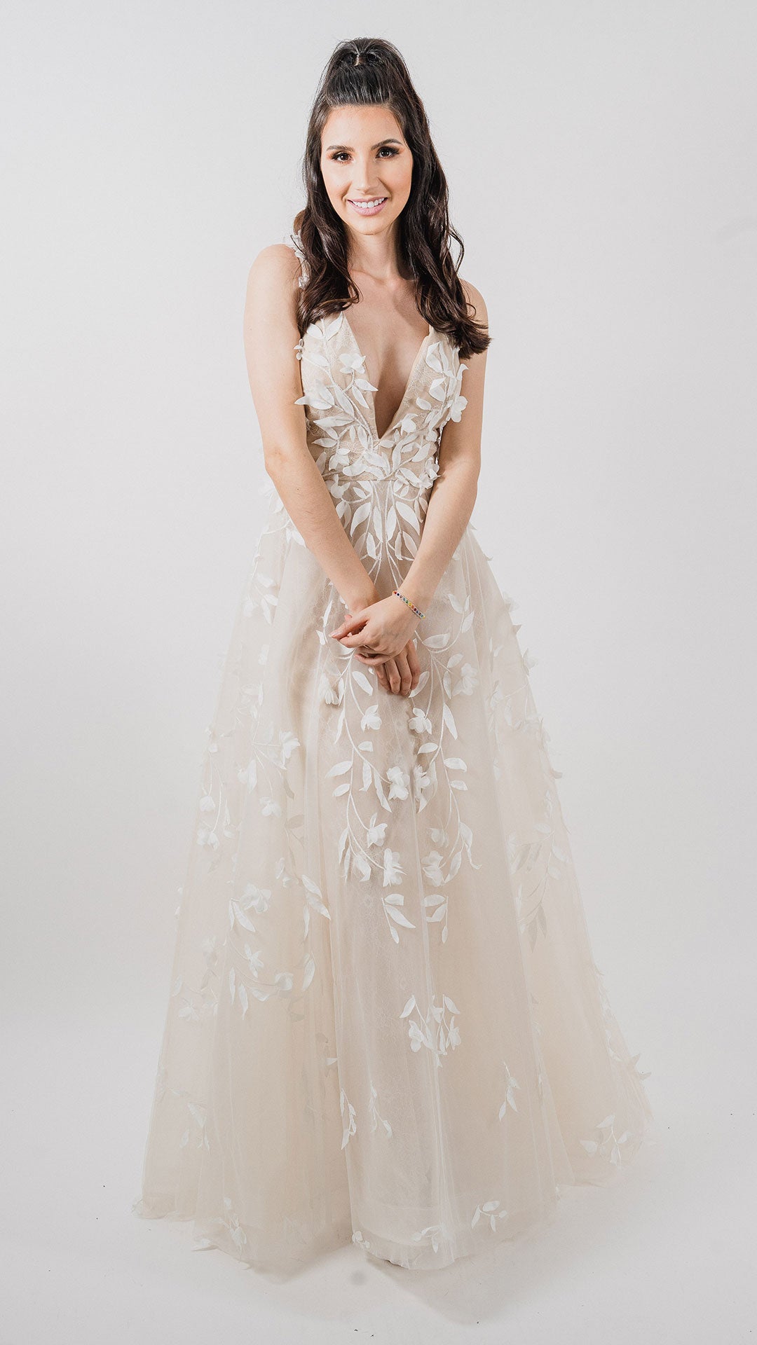 Vestido linea A color Off White