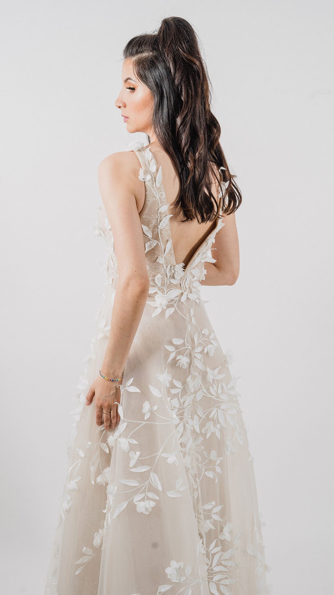 Vestido linea A color Off White